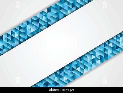 Blue and grey abstract tech low poly mosaic corporate background. Triangles polygonal shapes vector design Stock Vector