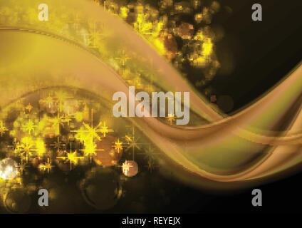 Abstract waves and golden shiny background. Vector illustration