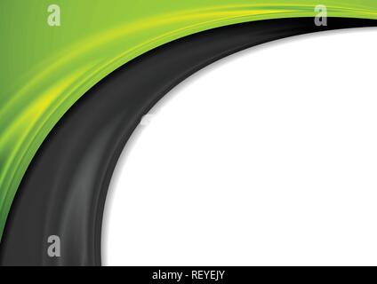 Contrast green and black waves abstract background. Vector design Stock Vector