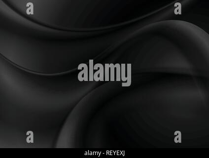Abstract smooth black color wavy vector art background Stock Vector
