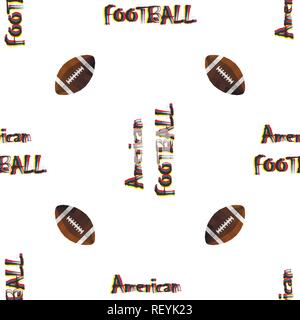 Scattered american football game objects in polygonal style. Vector seamless pattern. Stock Vector