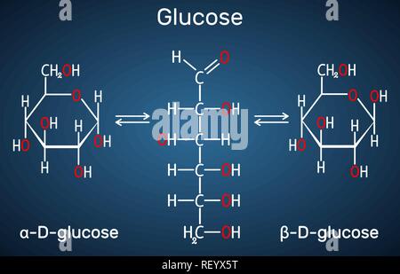 glucose molecule structural formula alamy vector acyclic forms dextrose chemical illustration model