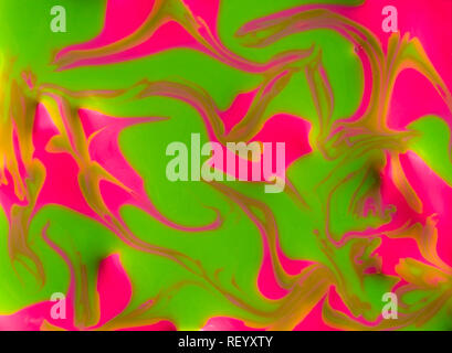 Dark green and pink marbling texture. Abstract colorful background. Multicolored pattern in liquid. Creative background with abstract painted waves, h Stock Photo