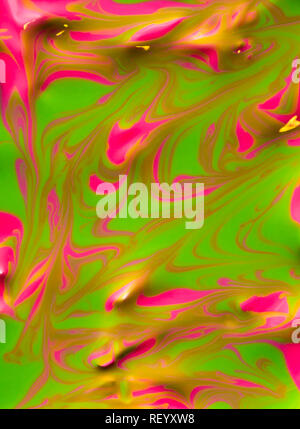 Dark green and pink marbling texture. Abstract colorful background. Multicolored pattern in liquid. Creative background with abstract painted waves, h Stock Photo