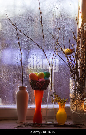 Little toy Easter chickens. Happy easter . Holiday Stock Photo