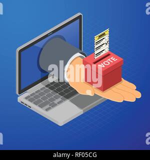 Online Internet Voting Isometric Concept Stock Vector