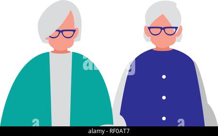 cute grandmothers couple avatars characters vector illustration design Stock Vector