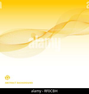 Abstract yellow lines waves pattern on white background. Data stream concept. Vector illustration Stock Vector