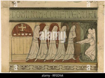 The five foolish virgins are turned into hell by the devil. Draughtsman: Antoon Derkinderen. Dating: c. 1869 - c. 1925. Measurements: h 162 mm × w 235 mm. Museum: Rijksmuseum, Amsterdam. Stock Photo