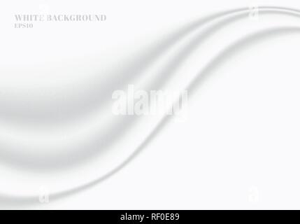 Abstract white cloth smooth soft wave with copy space background and texture. Vector illustration Stock Vector
