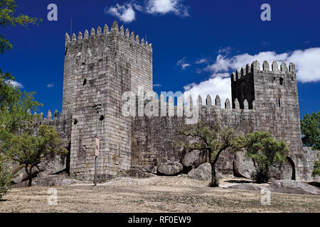 Medieval castle with three square towers Stock Photo