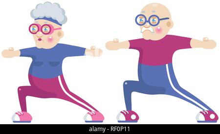 Grandma and grandpa doing sport Stock Vector