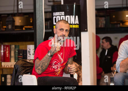 Milan, Italy. 22nd Jan, 2019. Fabrizio Corona presents his new book \