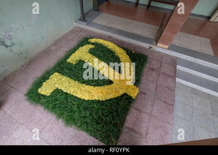 A Hammer and Sickle rug at the D67 building in Hanoi, Vietnam. Stock Photo