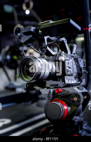 detail of professional camera equipment, film production studio Stock Photo