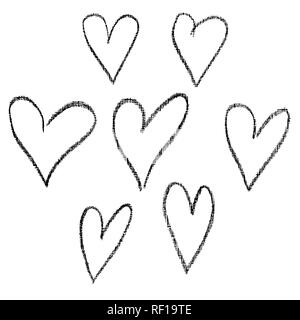 Chalk heart set. Hand drawn collection. Vector illustration. Stock Vector