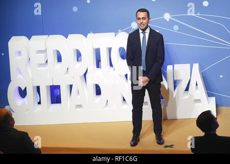 Italy, Rome, January 22, 2019 : The deputy Prime Minister and Minister of Labor Luigi Di Maio (M5S) presents the income of citizenship law    Photo Re Stock Photo