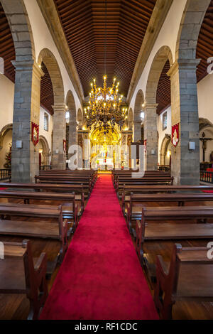 church of Santa Cruz in Praia da Victoria, Terceira, in the Azores. Stock Photo