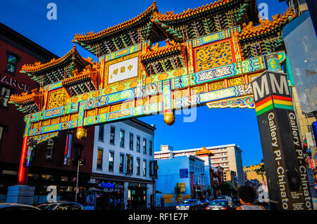 Washington, DC / USA - May 24 2014: Chinese Friendship Archway in the Chinatown area in Washington DC. Stock Photo