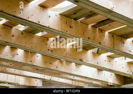 Frame house construction close-up. House building. Construction industry Stock Photo
