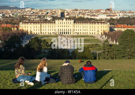 Vienna city skyline views from Schönbrunn Palace garden. Austria. Stock Photo