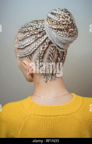 braids with interlacing kanekalon Stock Photo