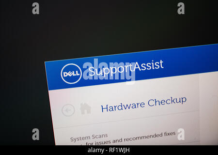 LONDON, UNITED KINGDOM - OCT 24, 2017: Hardware checkup with digital screen with Support Assist software hardware check program for Dell Computers Stock Photo
