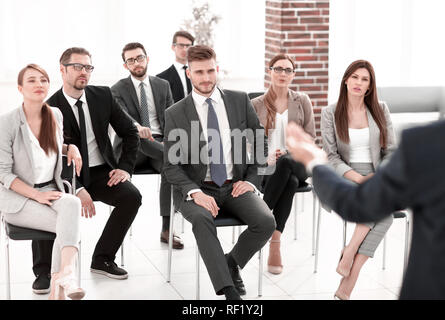 People attend business conference in the congress hall Stock Photo