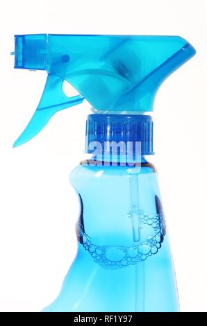 Plastic spray bottle, household cleaner Stock Photo