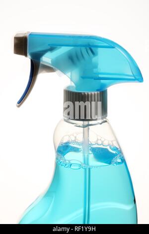 Plastic spray bottle, household cleaner Stock Photo