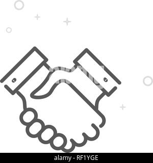 Handshake Vector Line Icon. Agreement, Deal Symbol, Pictogram, Sign. Light Abstract Geometric Background. Editable Stroke. Adjust Line Weight. Design  Stock Vector
