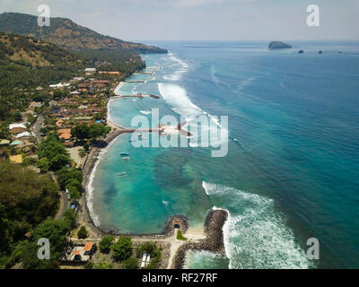 Indonesai, Bali, Aerial view of Candidasa Stock Photo