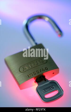 Padlock with key Stock Photo