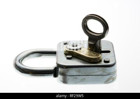 Padlock with key Stock Photo