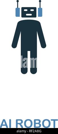 Ai Robot icon in two colors design. Premium style design from artificial intelligence collection. UX and UI. Pixel perfect ai robot icon including inc Stock Vector