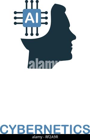 Cybernetics icon in two colors design. Premium style design from artificial intelligence collection. UX and UI. Pixel perfect cybernetics icon includi Stock Vector