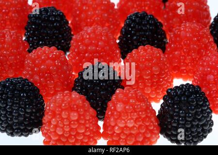Sweets, jelly berries shaped like raspberries and blackberries, berry ...