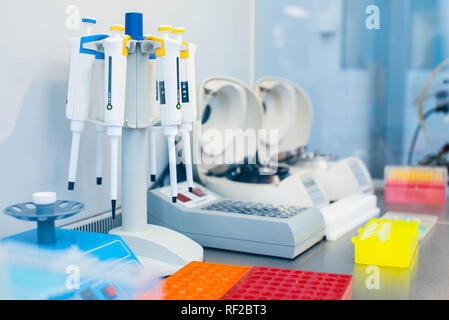 Laboratory equipment for DNA testing and blood analysis. Stock Photo