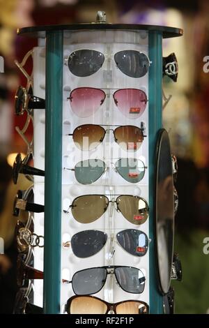 Booth with sunglasses, Grand Bazaar or Covered Bazaar, covered market with goods of all sorts, Istanbul, Turkey Stock Photo