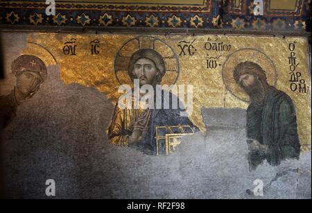 Jsjsus Jesus mosaic, Hagia Sophia mosque, former church, Sultanahmet, Istanbul ...