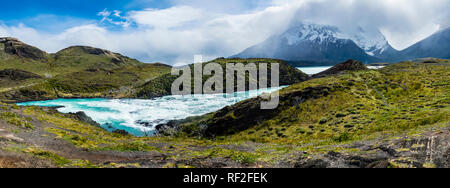 South America, Chile, Patagonia, View to Rio Paine, Torres del Paine National Park Stock Photo