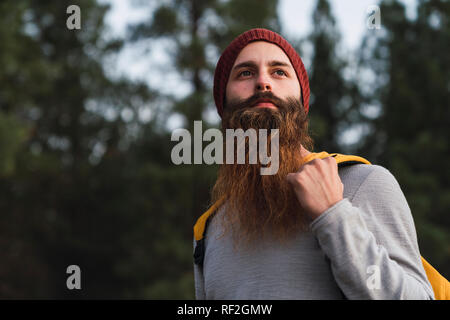 Portrait of bearded man in a forest Stock Photo