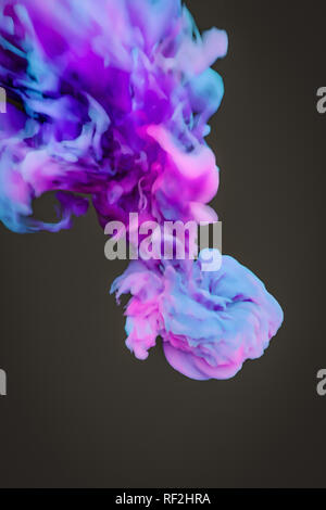 3d illustration of a colorful blue pink ink splash in water Stock Photo