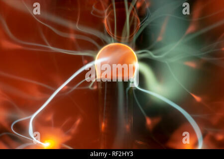 An image of a plasma lamp with moving light beams Stock Photo