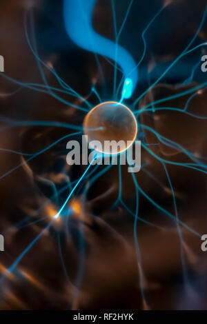 An image of a plasma lamp with moving light beams Stock Photo