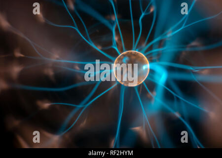 An image of a plasma lamp with moving light beams Stock Photo