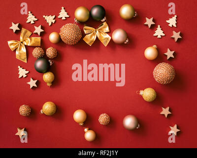 An image of Christmas decoration on red background Stock Photo