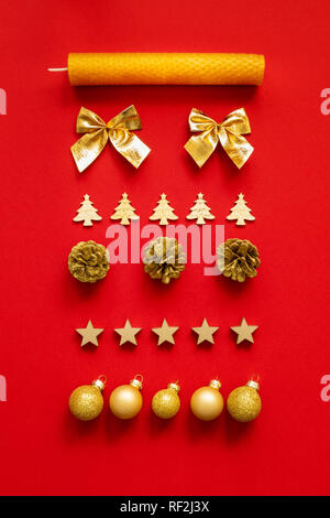 An image of Christmas decoration on red background Stock Photo