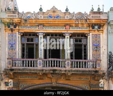 Facade of a historical colonial building in the old part of Havana, Cuba, Caribbean Stock Photo