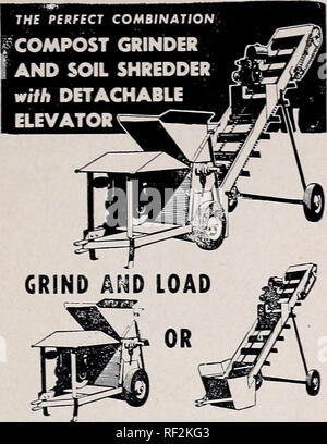 . Catalogue : 1955 - 1956. Nurseries (Horticulture) Catalogs; Nursery stock Catalogs; Evergreens Catalogs; Trees Catalogs; Shrubs Catalogs; Climbing plants Catalogs; Junipers Catalogs; Conifers Catalogs. SCOTTSVILLE, TEXAS 27 The New Wichita Chief Wonder Model Combination 4-EV Has Detachable Elevator. GRIND ONLY OR LOAD ONLY A model that will do double duty for nurseries, a machine that will both grind and load. The hopper on the Model 4-EV will handle the shoveling of three men. As on all Wonder Models, the cutting blades, which travel at tre- mendous speed, pick up the material and thoroughl Stock Photo